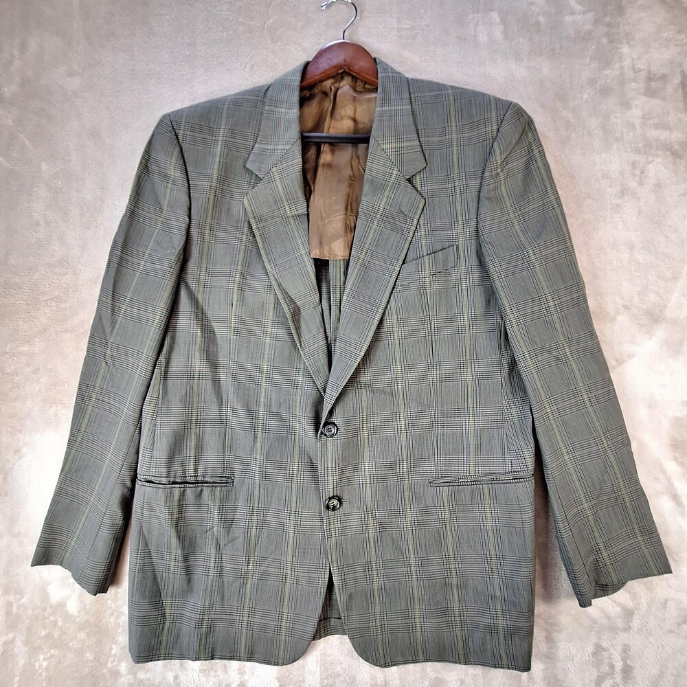 Valentino Uomo Blazer Mens 52R Green Plaid Virgin Wool Sport Coat Made Italy